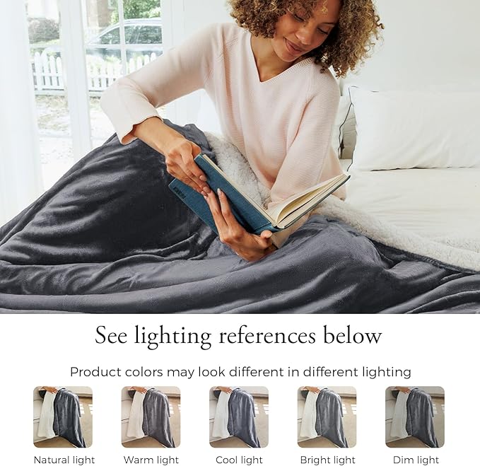 NANPIPER Sherpa Blanket Twin Size for Couch, Warm and Lightweight Throw, Soft Fuzzy Plush Fleece for Winter, Castlerock Grey 60x80 Inches