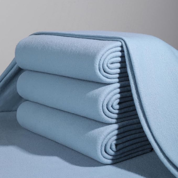 CAI TENG Fleece Throw Blankets Lightweight Warm Soft Cozy Kids Blanket Pet-Friendly Bulk Fleece Blanket Solid for Home, Bed, Sofa, Dorm, Office, Gifts, Outdoor Washed Blue 6 Pack 50 x 60 inch