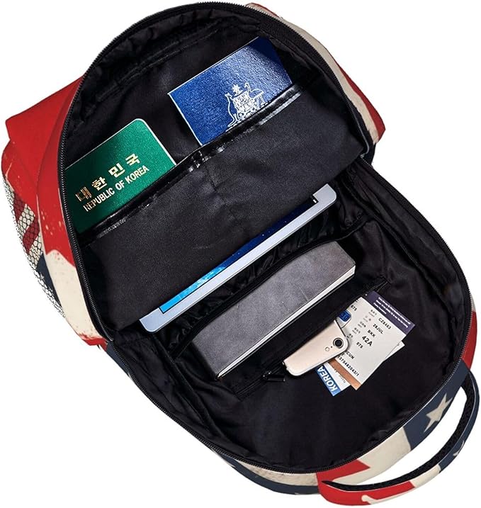 Lightweight Daypack Backpack for Sports Travel Running, Large Capacity Multipurpose Anti-Theft Bookbag, Usa America Ca Canada Flag Art Laptop Backpack Daypack