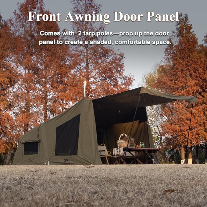 TOMOUNT Inflatable Canvas Tent with Pump,Easy Setup Blow Up Tent for Camping