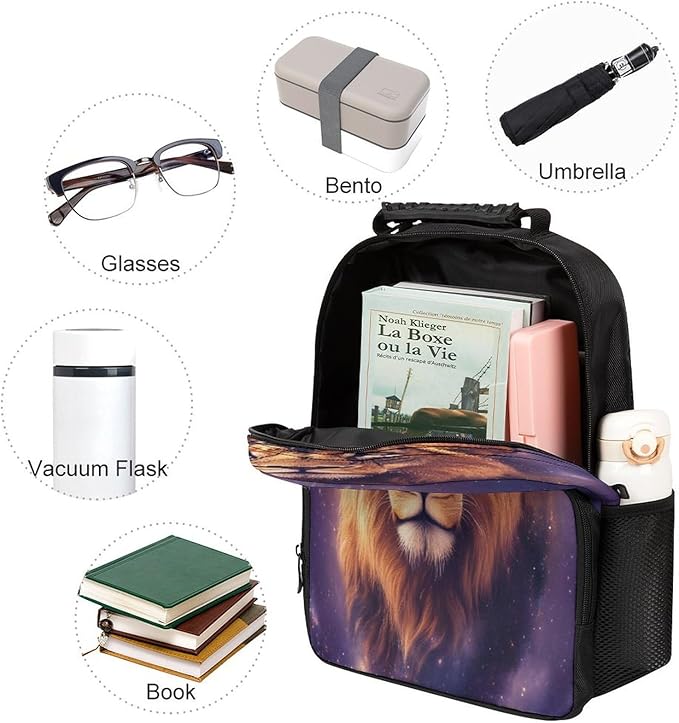 Daypack Lightweight Multipurpose Anti-Theft Lovely Beautiful Lion Art Shoulder Bag Large Capacity Laptop Book Bag Rucksack With Adjustable Shoulder Straps