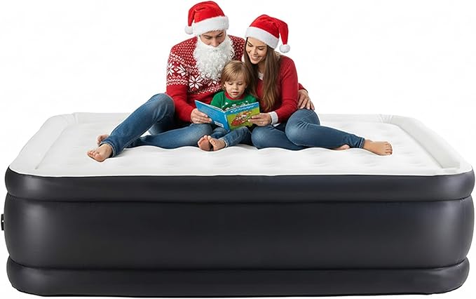 Simple Deluxe Camping Air Mattress with Built-in Electric High-Speed Pump, Blow Up Inflatable Airbed with Carrying Bag for Home Guests & Travel, Waterproof Foldable Portable