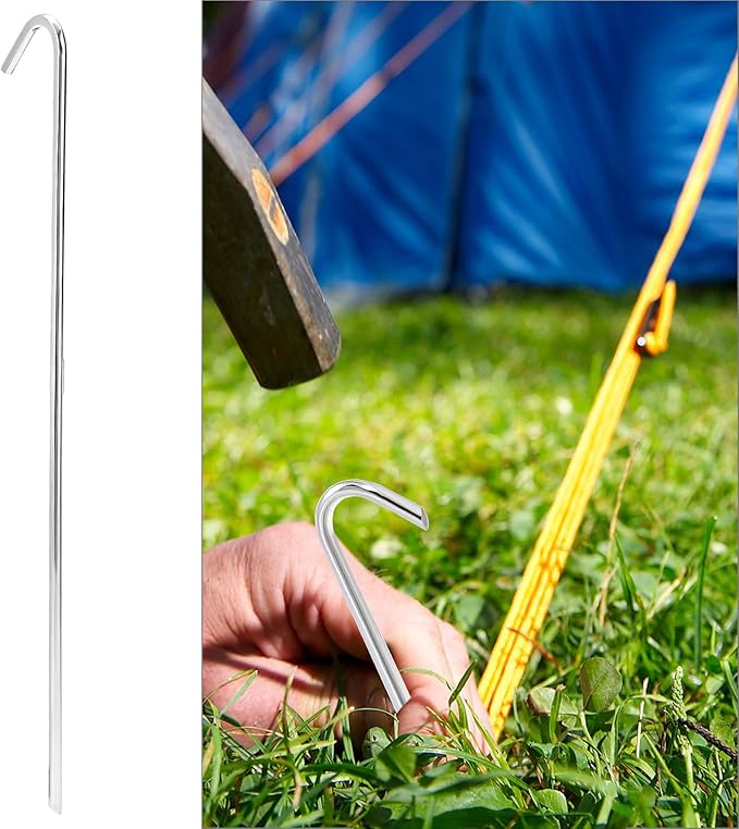 QWORK 120 Pack 9-Inch Galvanized Steel Tent Stakes, Garden Edging Fence Hooks for Outdoor Decorations