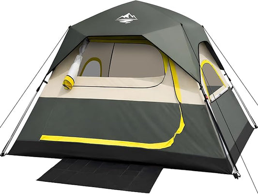 Tent 4 Person Tents for Camping - Instant Cabin Tent Setup in 50 Seconds with Rainfly & Windproof, Portable Pop Up Tents with Carry Bag for Family Outdoor Camping & Hiking