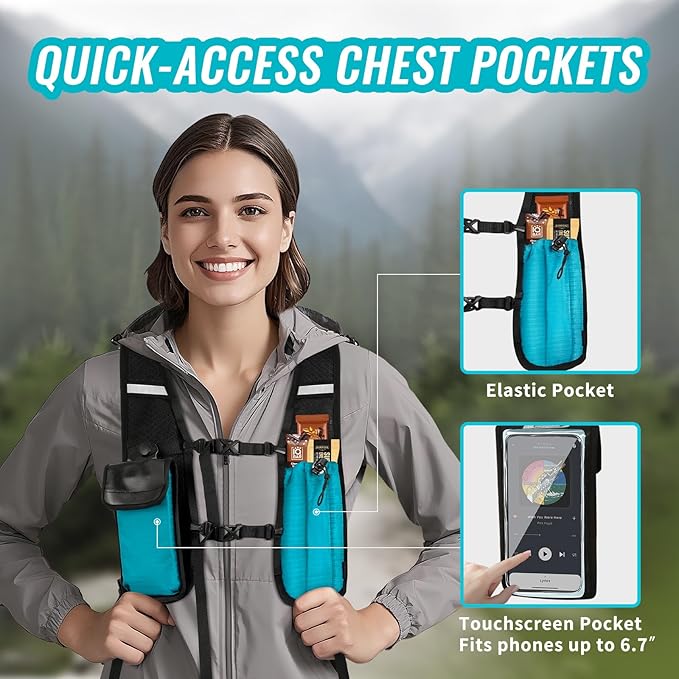 10L Small Hiking Backpack For Women Men, Lightweight Travel Packable Back Pack, Foldable Camping Hiking Daypack With Vest-style and Touchscreen Phone Pocket (Lake Green)