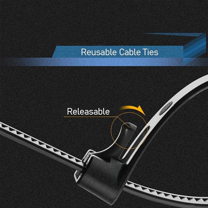 Reusable Zip Ties, 100 Pcs Assorted Fastening Cable Zip Ties 6" 8" 10" 12" Four Length Heavy Duty Nylon Self Locking Wire Ties