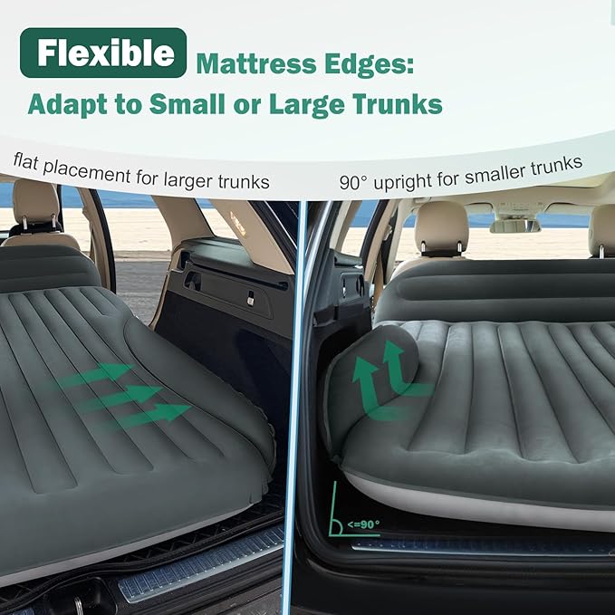 SUV Air Mattress with Double-Sided-Thick Flocked/with The Most Complete Sleeping Accessories/Car Mattress with Pump & Built-in Pillow/Car Air Mattress for Auto Camping,Road Trip