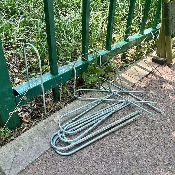 12-Inch Heavy Duty Ground Stakes, Metal J-Shape Anchors, 5/16-Inch Diameter, 4-Pack, Black (J-Shape-Black, J-12 * 5/16"-10PACK)