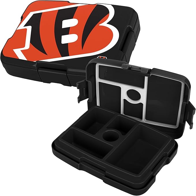FOCO NFL Unisex-Adult Officially Licensed 2-Tone Big Logo Team Color Football Leak Proof 5 Compartment Bento Lunch Box - Cincinnati Bengals
