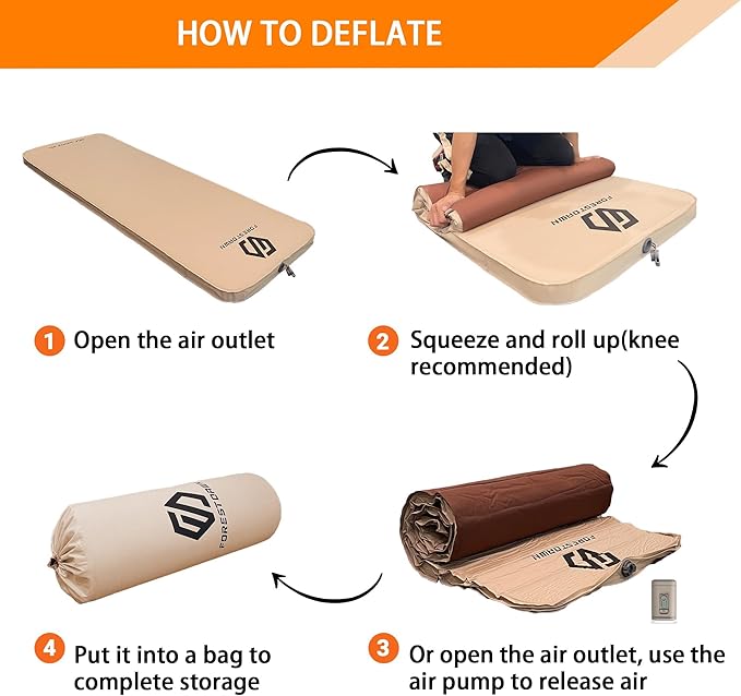 Double Self Inflating Sleeping Pad,2.7" Extra Thick Memory Foam Camping Pad, 60S Fast Air Self-Inflating Camping Mattress Pads, 4 Season Sleeping Mat for Camping Rooftop Tent Car Truck Van