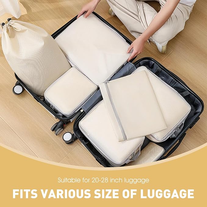 Packing Cubes for Travel Essentials, 8 Set Packing Organizers for Luggage - Women & Men-Suitcase Organizer with Laundry & Shoe Bag, Must-Have for Airplane, Road Trip, Camping