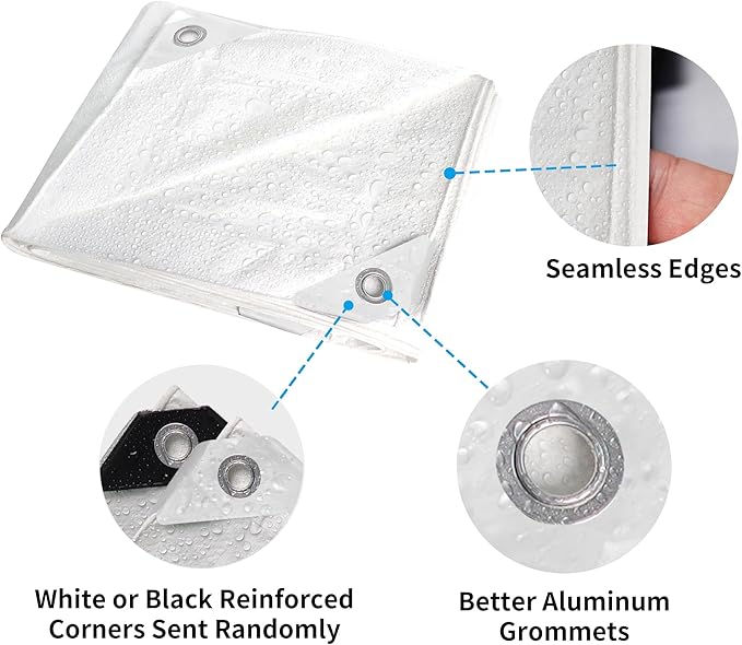 TARPAL 4x6 Feet White Tarp Waterproof(2 Pack) Small tarps Multipurpose Protective Cover All Purpose Poly Tarps Cover for Firewood Outdoor Furniture etc