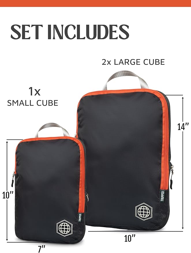 Compression Packing Cubes Set for Carryon Suitcases- Lightweight, Durable Clothes Organizer