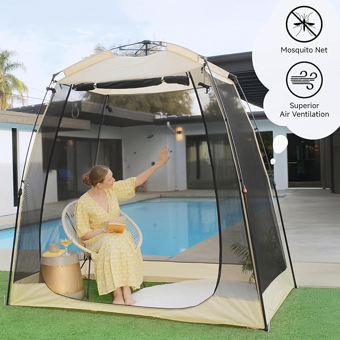 EighteenTek Screen House Gazebo, 2-4-6 Person Pop Up Screen Tent, Instant Screen Room with Carry Bag, Outdoor Mosquito Tent Pop-Up, Sun Shade Shelter for Patio, Garden, Backyard, Deck