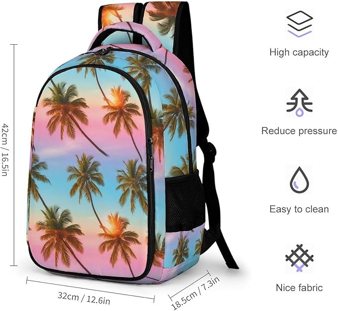 Hiking Travel Backpack Tropical Palm Tree for Men Women, Waterproof Anti Theft Laptop Rucksack with Multi Compartments for Outdoor Sports