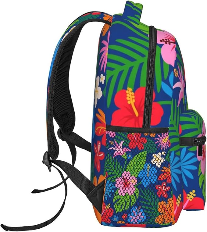 Lightweight Backpack for Gym Travel Bicycle, Big Capacity Multipurpose Anti-Theft Carry On Bag, Tropical Flowers Hibiscus Travel Hiking Bag Day Pack