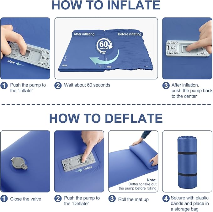 Elegear CumbreX™ Self Inflating Sleeping Pad, Built-in Electric Pump 3.15" Ultra-Thick Memory Foam Camping Mattress with Pillow Foam Sleeping Pad for Camping R-Value 9.5 Foam Camping Pad for Travel