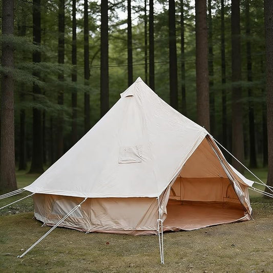Bell Tent for Camping - Breathable Polycotton Canvas Yurt with Stove Jack, 4-Season Glamping Tent for 2-8 Person, Sturdy Shelter Family Camping & Backyard (10ft/13.1ft/16.4ft)