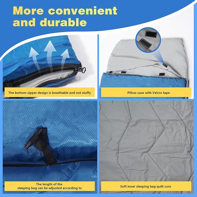 REDCAMP Kids Sleeping Bag for Boys Girls & Teens, 3 Season Cold Weather Sleeping Bag for Backpacking Camping Hiking, Blue