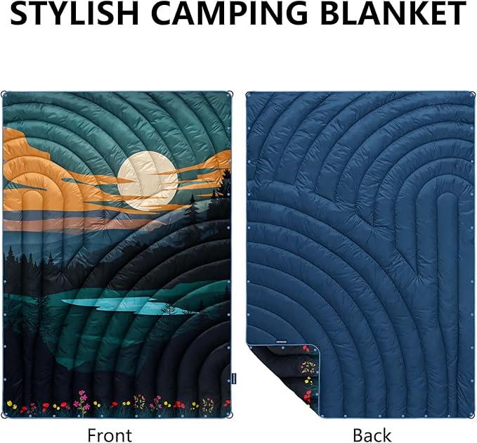 Camping Blanket,Lightweight Puffy Printed Camping Blanket Packable Outdoor Blanket for Camping,Traveling, Stadium, Hiking, Picnics
