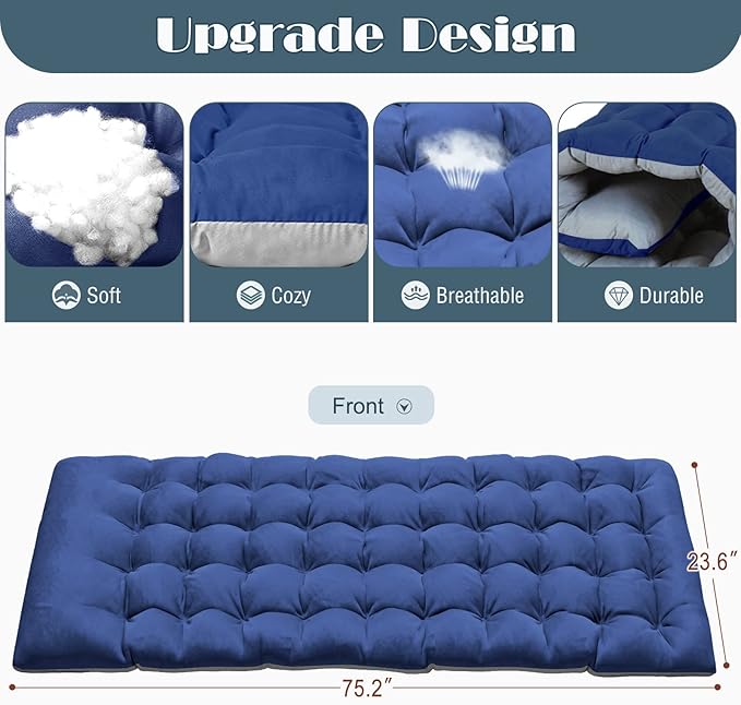 ABORON 3-in-1 Folding Patio Lounge Chair, 440LB Heavy-Duty Tri-Fold Guest Bed with Plush Cotton Cushion, No Assembly Adjustable Recliner for Office Nap, Patio Sunbathing, Poolside & Camping