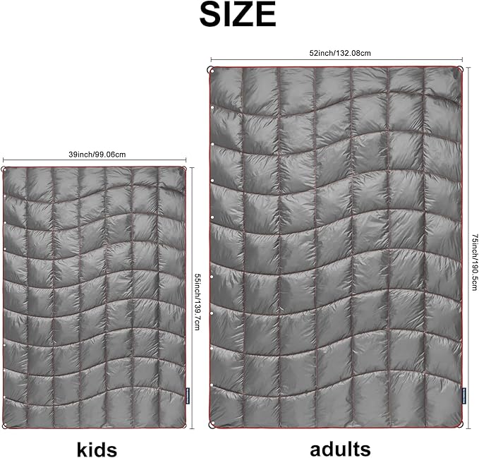 Camping Blanket, Packable Puffy Blanket Down Alternative Blanket Lightweight Windproof Resistant for Outdoors,Hiking, Backpacking,Beach,Car,Picnic,Stadium 39x55in