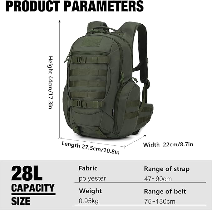 Mardingtop Tactical Molle Backpack for Men- 18L/28L EDC Hiking & Motorcycle Backpack