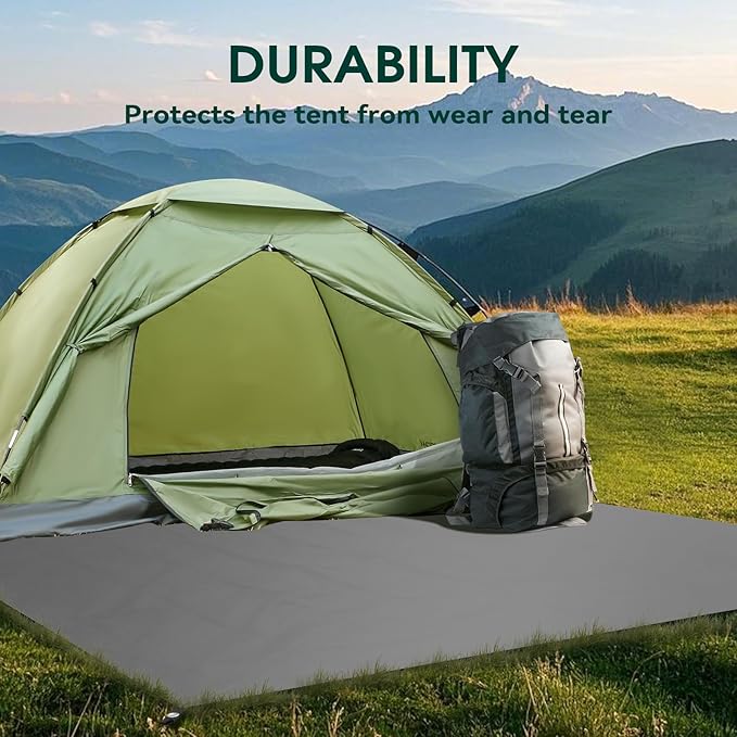 Tent Footprint - Waterproof Camping Tarp, 4 Person Tent Floor Saver, PU 3000mm Small Tarp for Hiking, Backpacking, Hammock, Beach, Picnic and Other Outdoor Activities