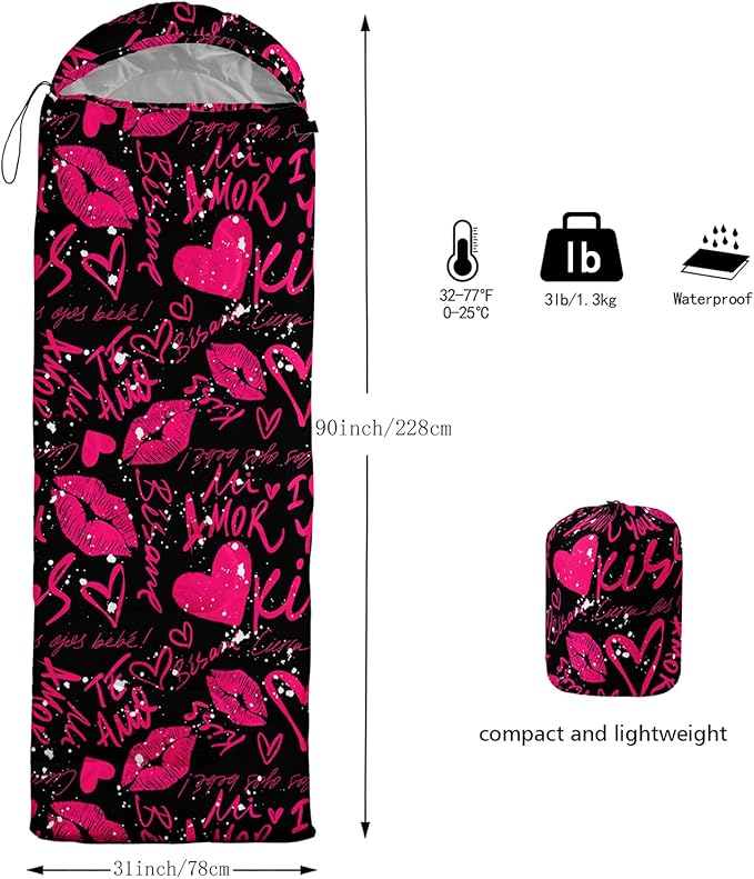 QOOMO Camping Sleeping Bags,3 Season Warm & Cool Weather,Lightweight,Waterproof Sleeping Bags for Adults & Kids,Traveling,and Outdoors,Camping Gear Equipment