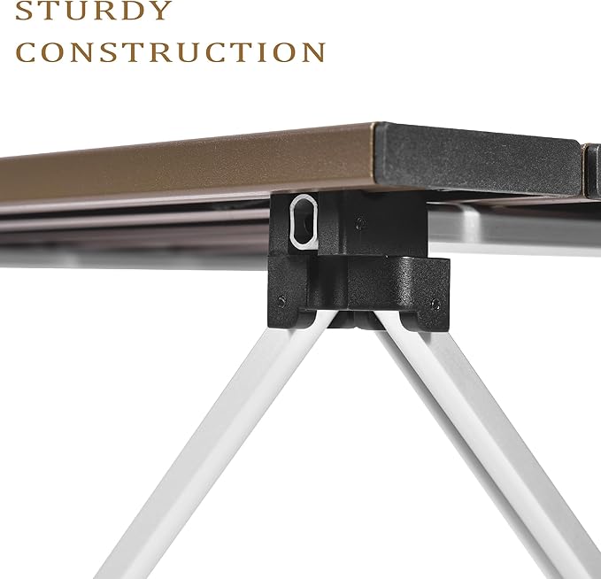 Grope Small Folding Camping Table with Aluminum Table Top, Beach Table for Sand with Carrying Bag,Prefect for Outdoor, Picnic, BBQ, Cooking, Festival (Coffee-L)