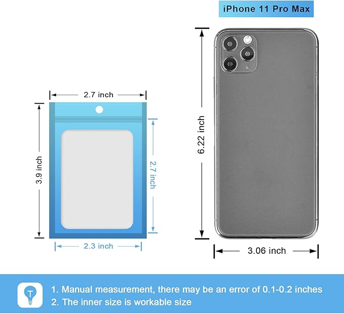100 Pcs Resealable Mylar Bags, Gradient Color Food Storage Bags, Zip Bag Foil Bags Packaging Pouch for Food Storage, Sample, Small Business (Blue Blue, 2.7 X 3.9 Inch)
