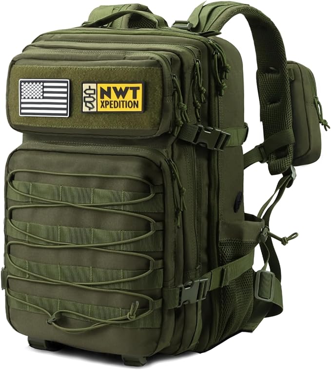 Military Tactical Backpack,Sturdy Work & Molle Laptops Rucksack,Army Pack for Hiking Camping Travel Fishing Gym,Green