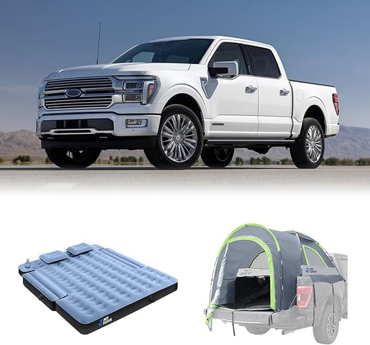 JOYTUTUS Truck Tent with Rainfly 5.5Ft-6Ft + Truck Bed Air Mattress