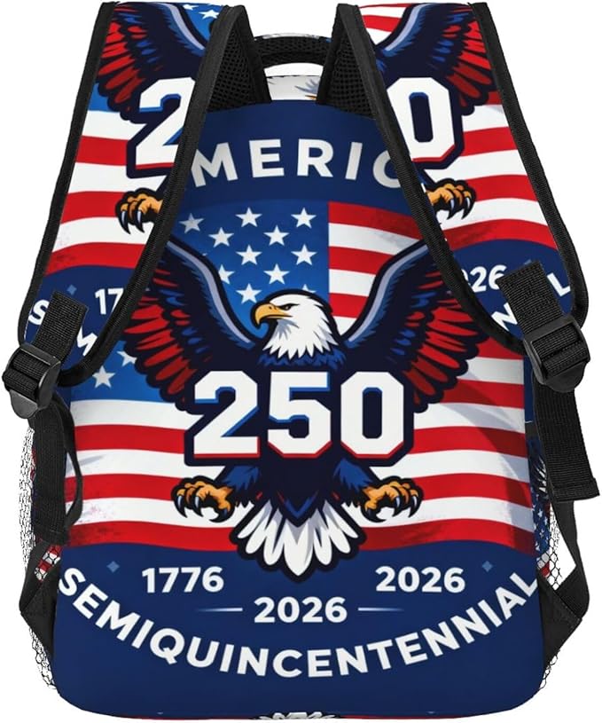 Polyester Daypack Backpack for Trekking Picnic Walking Cycling, Large Capacity Anti-Theft Multipurpose Shoulder Bag, USA 250th Anniversary Patriotic Independence Celebration Art Casual Daypack