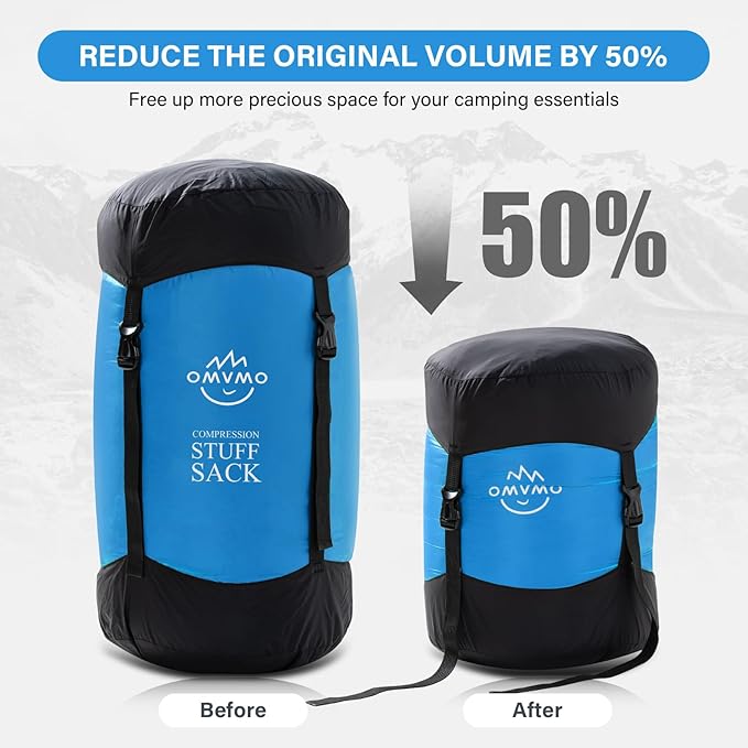 Compression Sack, 12L/19L/32L/46L/53L Water-Resistant Sleeping Bag Stuff Sack,Anti-Tear Ultra Light 400T 20D Nylon Storage Bag,Space Saving Gear for Camping Hiking Travel 1Pcs