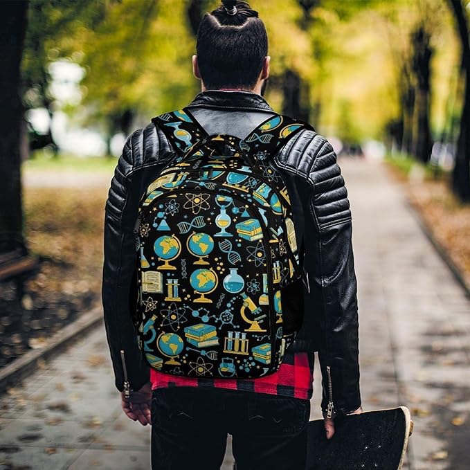 Casual Laptop Backpack Purse Math Physical Chemical Biology Science, Cute Travel Bag with Tumbler Holder for Nurse Teacher College Commute