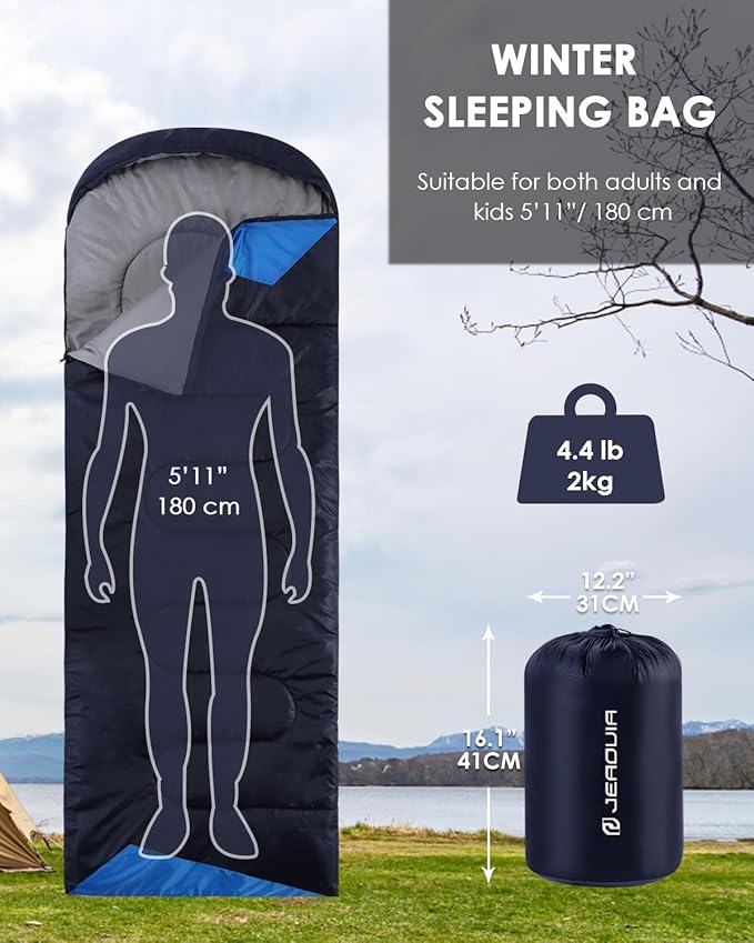Sleeping Bags for Adults Cold Weather - 20 Degree Big&Tall Size Backpacking Lightweight Waterproof for Girls Boys Mens Teen Women for Camping Hiking Outdoor Travel Hunting with Compression Bags