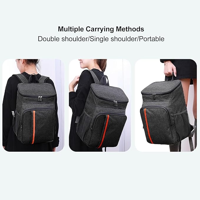 Insulated Backpack Cooler, Black Backpack Cooler Three Layer Temperature Lock Oxford Cloth for Picnic