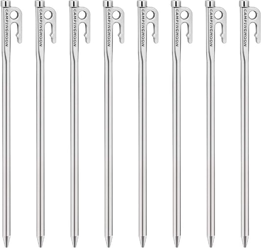 camping moon Martensitic Stainless Steel 420J2 Tent Stake R Series Power Peg Ideal for Hard Ground R-30-8P