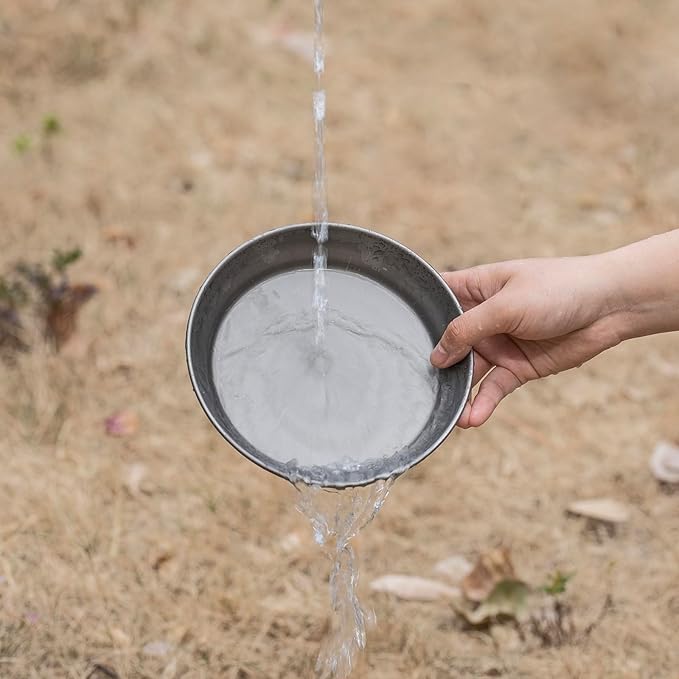 iBasingo Titanium Plate 164mm Dishes Saucer Portable Kitchen Tableware Small Pan Ultralight for Outdoor Travel Backpacking Camping Hiking & Home Everyday Use Ti1108T