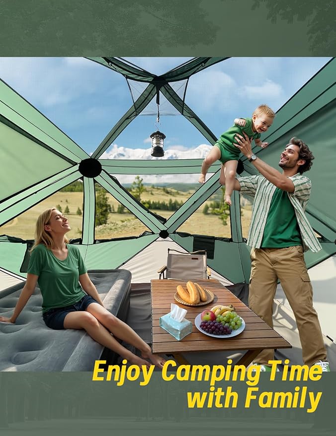 Camping Tent, 4 Person Tent for Camping, Setup in 60 Seconds, 4 Person Pop up Tents, Hub Tents, Water-Resistant, Windproof, Instant Cabin Tents with Rainfly & Carry Bag for Outdoor Camping