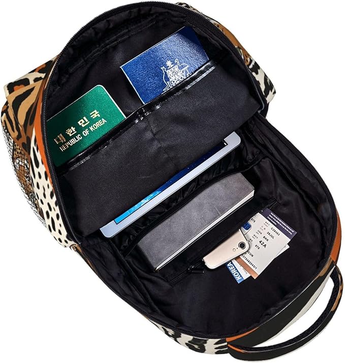 Polyester Daypack for Hiking Work Running, Big Capacity Anti-Theft Multipurpose Shoulder Bag, Leopard Print Animal Skin Patterns Travel and Sport Backpack Rucksack