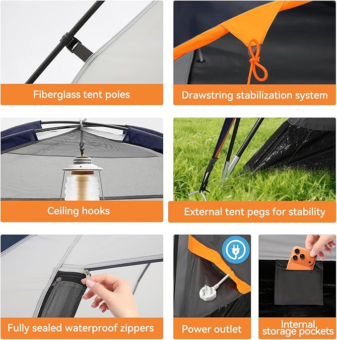 COBIZI 4-6-8-10 Person Camping Tent, Spacious Family Tents for Camping Ideal, Hiking, 3500mm Waterproof Double-Layer Windproof Tent for Hiking & Backpacking