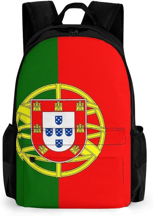 Daypack Backpack Multipurpose Anti-Theft Large Capacity Bookbag, Portugal Flag Travel Hiking Camping Rucksack With Adjustable Shoulder Straps