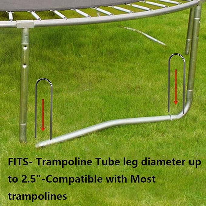 10inch Trampoline Stakes Heavy Duty Trampoline Parts Wind Stakes U Type 8pcs Ground Anchors High Wind Galvanized Steel Stakes for Trampoline Camping Tent Garden (Silver)