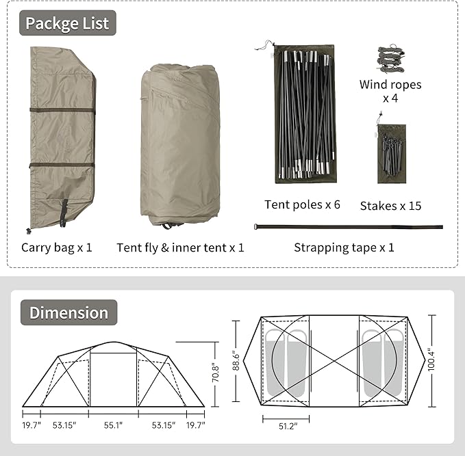 Naturehike Massif Hot Tent with Stove Jack, Waterproof Windproof 4 Season Tent, 2/4 Person Cold Weather Winter Tents for Camping