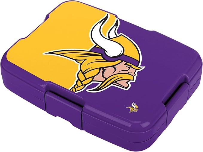 FOCO NFL Unisex-Adult Officially Licensed 2-Tone Big Logo Team Color Football Leak Proof 5 Compartment Bento Lunch Box - Minnesota Vikings