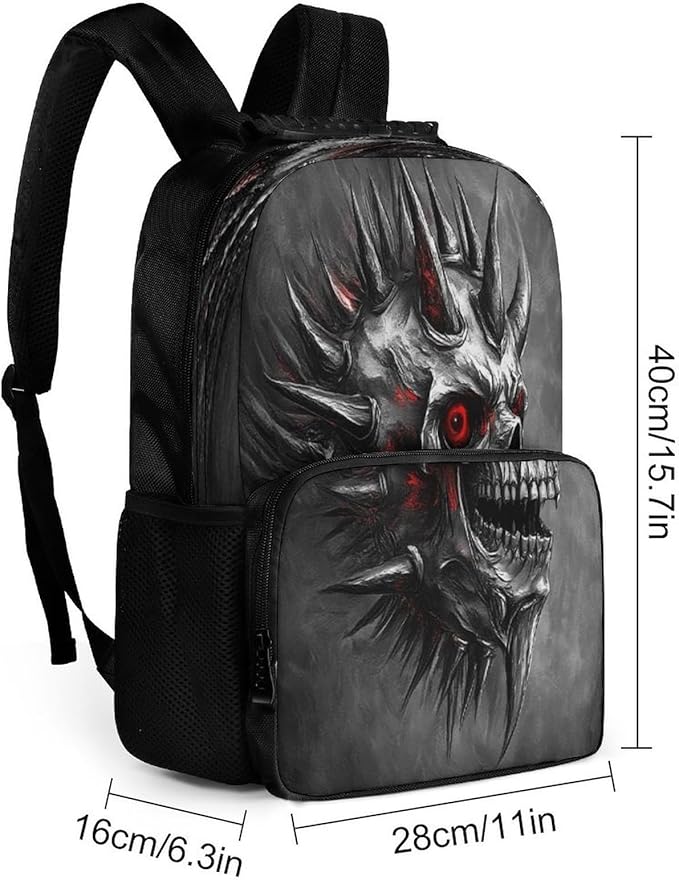 Lightweight Rucksacks for Camping Picnic Walking Cycling, Large Capacity Multipurpose Anti-Theft Carry On Bag, Vintage Red Eyes Skeleton Skull King Travel Hiking Camping Rucksack