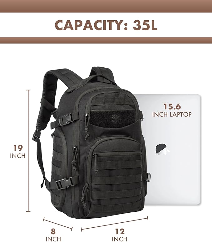 TRAILKICKER Tactical Laptop Backpack Military Backpack for Men Black Tactical Bag Backpack