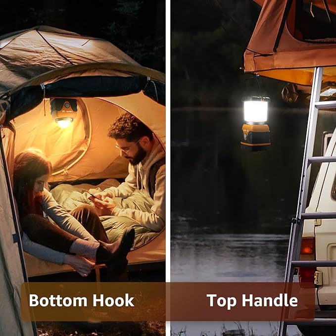 Lepro 1000LM Battery Powered LED Camping Lantern, Orange Tent Light with 4 Light Modes, Camping Essentials, Waterproof Lantern Flashlight for Camping, Emergency Light, Power Outage, Not Rechargeable